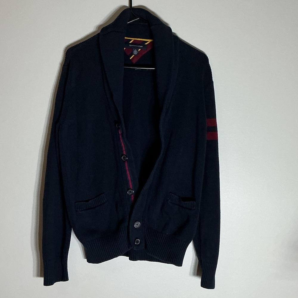 Tommy Hilfiger Navy Cardigan with Red Accents